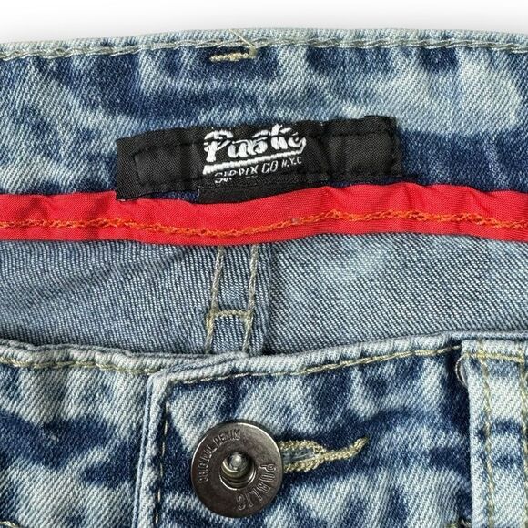 Public Supply Co. NYC Distressed Slim Straight Jeans 16 Big Boy Blue Acid Wash - Picture 8 of 12